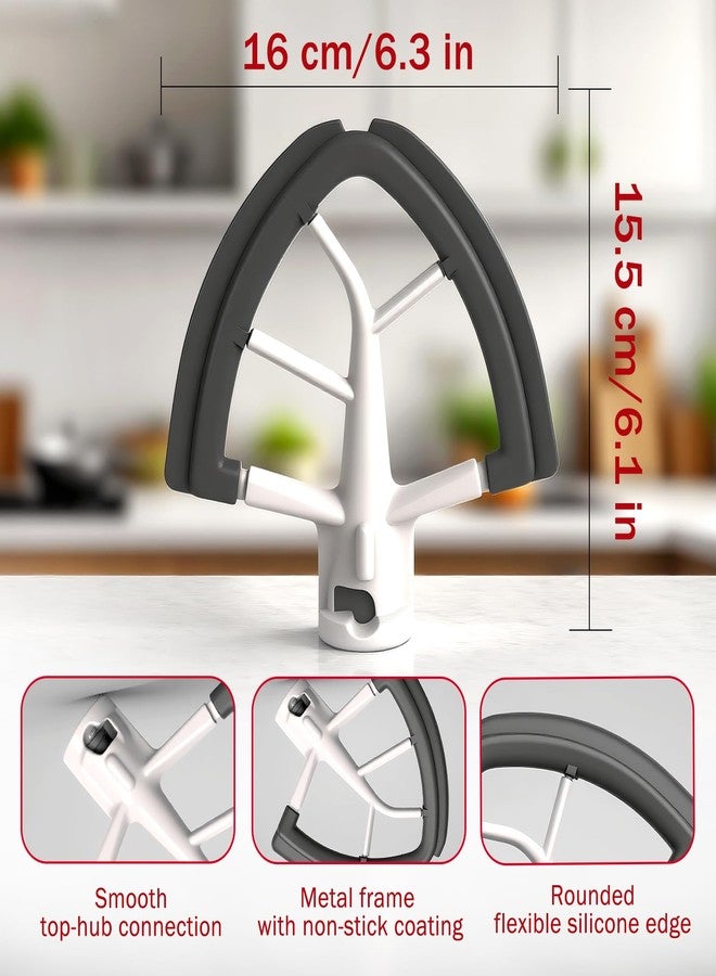 Cowbright Flex Edge Beater for KitchenAid 4.5/5 Qt Tilt-Head Mixer - Flexible Silicone Edge kitchen aid paddle attachments, Auto-Scrape Bowl Scraper, For Kitchen Aid Accessories and Attachments (Gray) - Image 3